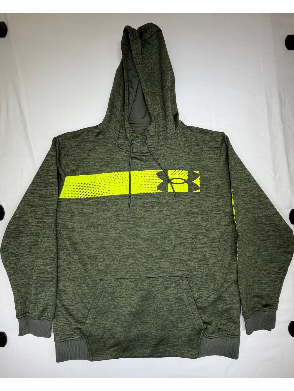Under Armour Men's Hoodie Bar Logo Graphic Pullover Fleece Size XXL Green